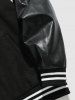 Blouson de Baseball Brodée Citron avec Joint en Cuir PU - Noir S
