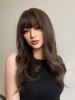 Brown Long See-through Bangs Synthetic Wavy Wig -  