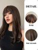 Brown Long See-through Bangs Synthetic Wavy Wig -  