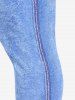 Legging Moulant à Imprimé 3D Jean Fleuri de Grande Taille - Bleu clair S | US 8
