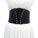 Lace Up Faux Leather Wide Waistband Corset Belt -  