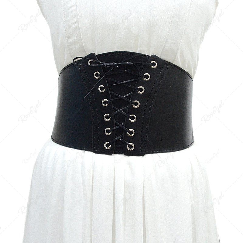 Latest Lace Up Faux Leather Wide Waistband Corset Belt  