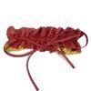 Ceinture Elastique en Faux Cuir à Volants - Rouge foncé 