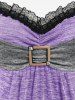 T-shirt Asymétrique Chiné Grande Taille Faux Deux Pièces à Volants - Violet clair M | US 10