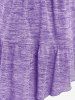 T-shirt Asymétrique Chiné Grande Taille Faux Deux Pièces à Volants - Violet clair M | US 10