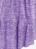 T-shirt Asymétrique Chiné Grande Taille Faux Deux Pièces à Volants - Violet clair 4X | US 26-28