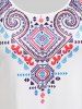 Plus Size Ombre Color Ethnic Print T-shirt -  