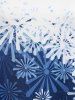 T-shirt de Noël à Imprimé Flocon de Neige de Grande Taille à Col Oblique - Bleu profond 5X
