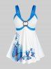 Plus Size Butterfly Print O Ring Tank Top -  