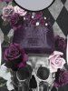 Gothic Rose Argyle Skull Print T-shirt -  
