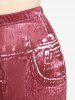 Plus Size High Waist 3D Lace Up Print Skinny Leggings -  