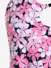 Plus Size Cutout Strappy O Ring Crisscross Floral Print Swim Tankini Top -  