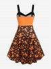 Robe D'Halloween Linge A à Imprimé Citrouille Fantôme sans Manches à Lacets - Orange 