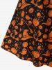 Robe D'Halloween Linge A à Imprimé Citrouille Fantôme sans Manches à Lacets - Orange 