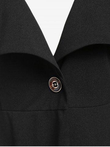 Plus Size Mock Button Turn Down Collar Maxi Coat