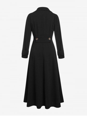 Plus Size Mock Button Turn Down Collar Maxi Coat