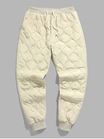 Solid Color Quilt Beam Feet Pants - LIGHT COFFEE - XXL