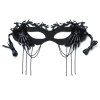 Masque de Soirée D'Halloween Gothique Papillon Squelette à Frange - Noir 