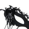 Masque de Soirée D'Halloween Gothique Papillon Squelette à Frange - Noir 