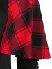 Plaid Keyhole Tie Cape Curved Tunic Top and Ripper Leggings Plus Size Outfit -  