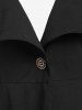 Plus Size Mock Button Turn Down Collar Maxi Coat -  