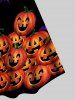 Halloween Pumpkins Bats Printed Stripes Vintage A Line Dress -  