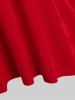 Robe Mi-Longue Haute Basse à Epaule Dénudée en Velours de Grande Taille à Lacets de Noël - Rouge 4x | US 26-28