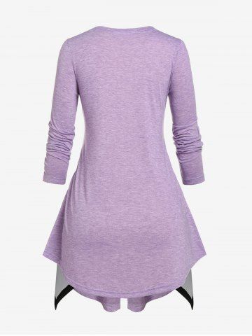 Plus Size Faux Twinset Paisley Print Asymmetric Tee