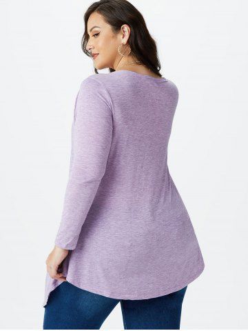 Plus Size Faux Twinset Paisley Print Asymmetric Tee