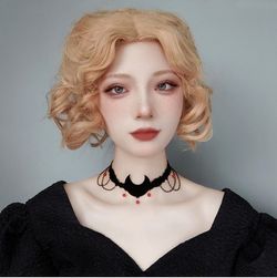 Collier Ras-de-Cou Motif Lune Perles et Chaîne Style Gothique - BLACK