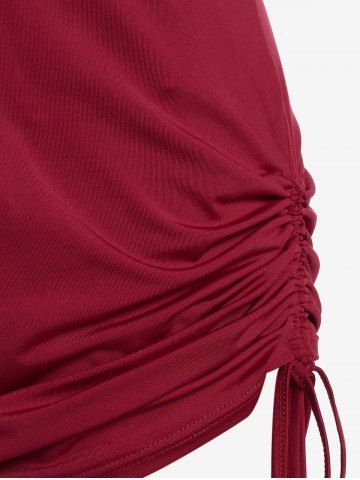 Plus Size Sheer Chiffon Asymmetric Blouse and Cinched Tank Top
