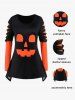T-shirt D'Halloween Asymétrique Déchiré en Blocs de Couleurs - Orange 1x | US 14-16