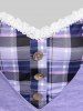 Plus Size Plaid Cinched 2 in 1 T-shirt -  