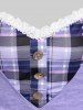 T-shirt Sanglé à Carreaux de Grande Taille 2 en 1 - Pourpre  S | US 8