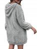 Mini Robe à Capuche en Fausse Fourrure avec Poche Kangourou Grande Taille - Gris XL