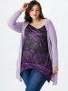 T-shirt Asymétrique à Imprimé Cachemire de Grande Taille Fausse Deux Pièces - Violet clair L