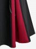 Jupe Mi-Longue Gothique Bicolore à Lacets en Ligne A - Noir L | États-Unis 12