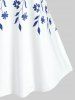 T-shirt à Imprimé Fleuri en Blocs de Couleurs de Grande Taille - Blanc 1X | US 14-16