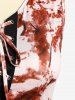 Maxi Robe Haute Basse Teintée de Grande Taille à Lacets - Rouge foncé 4X