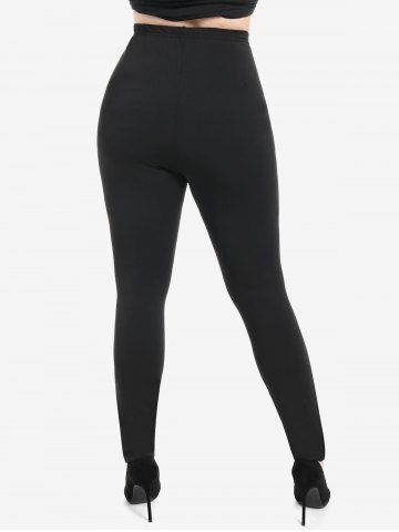 Plus Size Zippers Grommet Skinny Pull On Pants