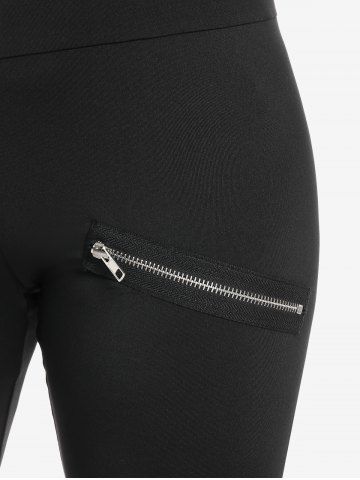Plus Size Zippers Grommet Skinny Pull On Pants