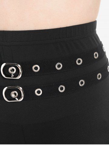 Plus Size Zippers Grommet Skinny Pull On Pants