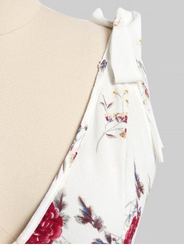 Plus Size & Curve Flower Tie Shoulder Hanky Hem Beach Dress