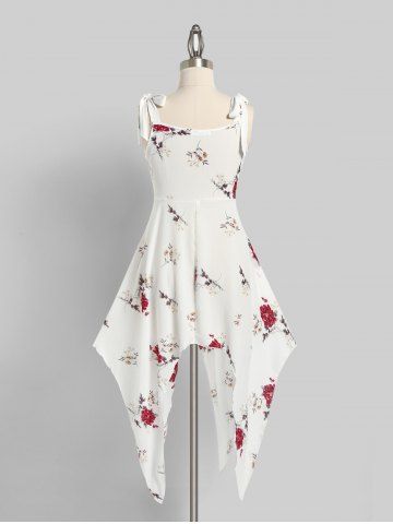 Plus Size & Curve Flower Tie Shoulder Hanky Hem Beach Dress