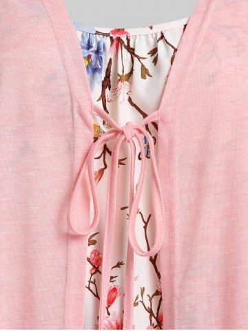 Plus Size Floral Print 2 in 1 Tee