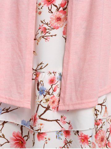 Plus Size Floral Print 2 in 1 Tee