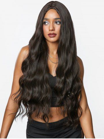 Dark Brown Fluffy Long Wavy Synthetic Wig - DEEP COFFEE - 28INCH