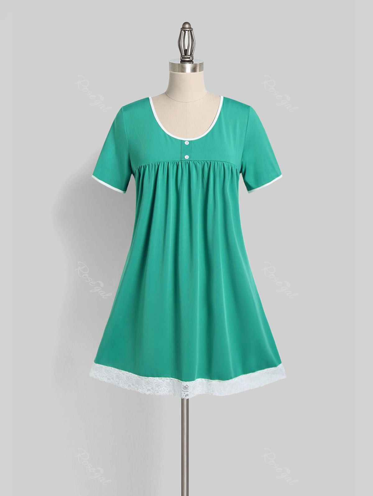 Rosegal Plus Size Lace Insert Mini Straight Dress