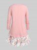 Plus Size Floral Print 2 in 1 Tee -  
