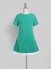 Plus Size Lace Insert Mini Straight Dress -  